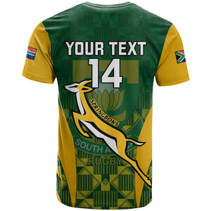 Custom South Africa Rugby T shirt Go Springboks Kente With Bokke