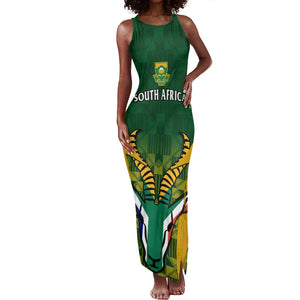 Custom South Africa Rugby Tank Maxi Dress Go Springboks Kente With Bokke