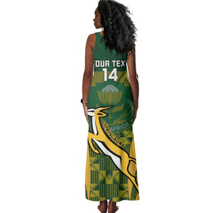 Custom South Africa Rugby Tank Maxi Dress Go Springboks Kente With Bokke