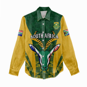 Custom South Africa Rugby Women Casual Shirt Go Springboks Kente With Bokke