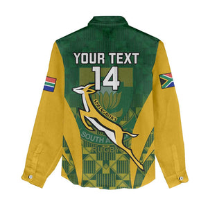 Custom South Africa Rugby Women Casual Shirt Go Springboks Kente With Bokke