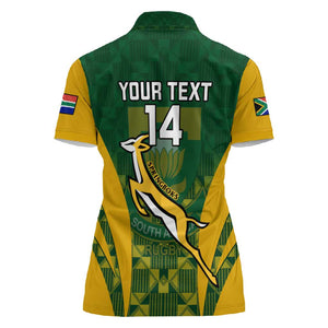 Custom South Africa Rugby Women Polo Shirt Go Springboks Kente With Bokke