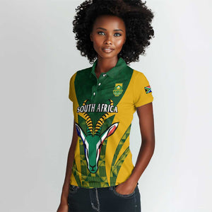 Custom South Africa Rugby Women Polo Shirt Go Springboks Kente With Bokke