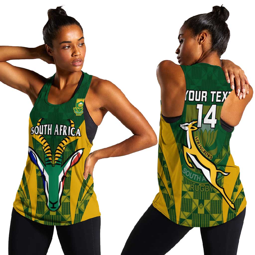 Custom South Africa Rugby Women Racerback Tank Go Springboks Kente With Bokke