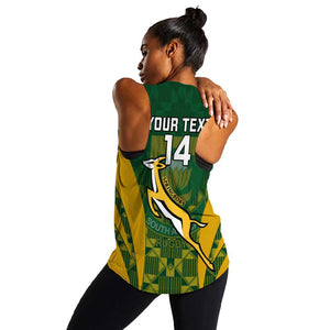 Custom South Africa Rugby Women Racerback Tank Go Springboks Kente With Bokke