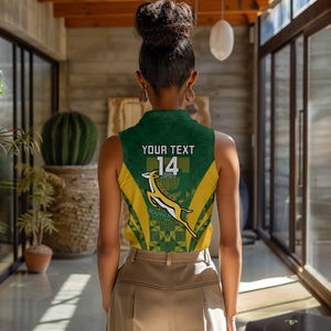 Custom South Africa Rugby Women Sleeveless Polo Shirt Go Springboks Kente With Bokke