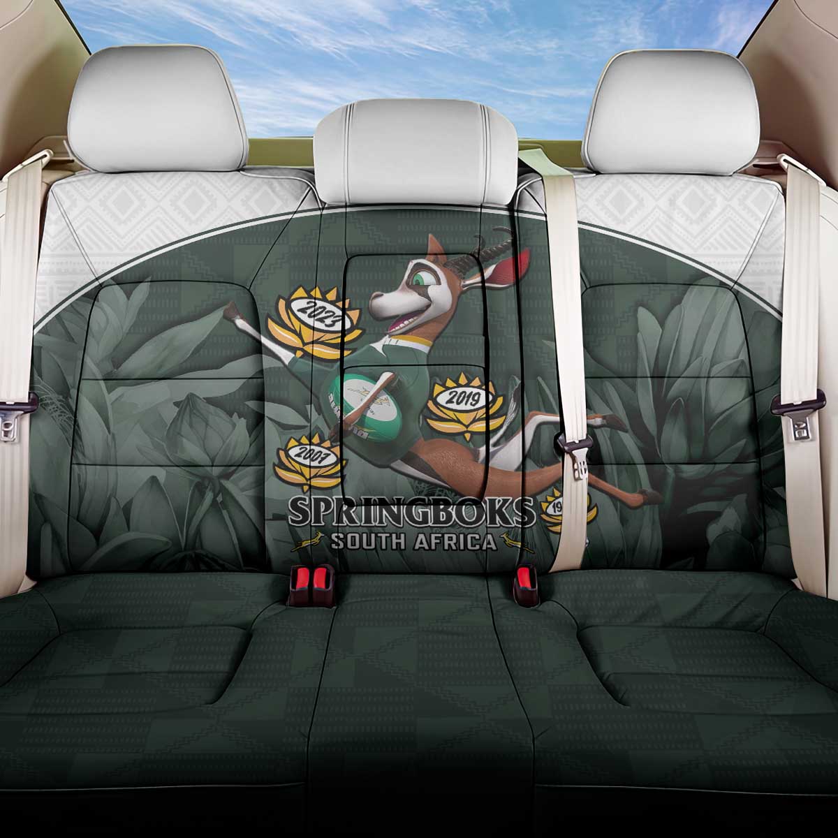 South Africa Rugby Back Car Seat Cover Springboks 4th Champions World Cup Proud Bokke