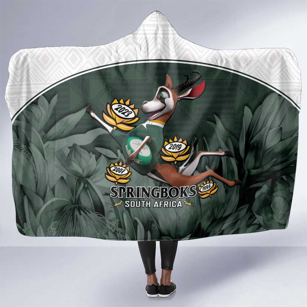 South Africa Rugby Hooded Blanket Springboks 4th Champions World Cup Proud Bokke