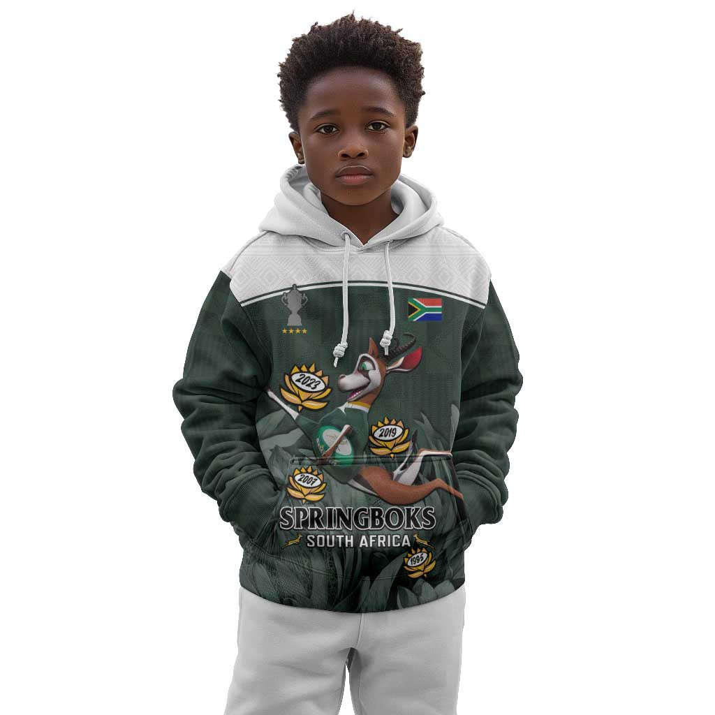 South Africa Rugby Kid Hoodie Springboks 4th Champions World Cup Proud Bokke