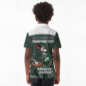 South Africa Rugby Kid Polo Shirt Springboks 4th Champions World Cup Proud Bokke