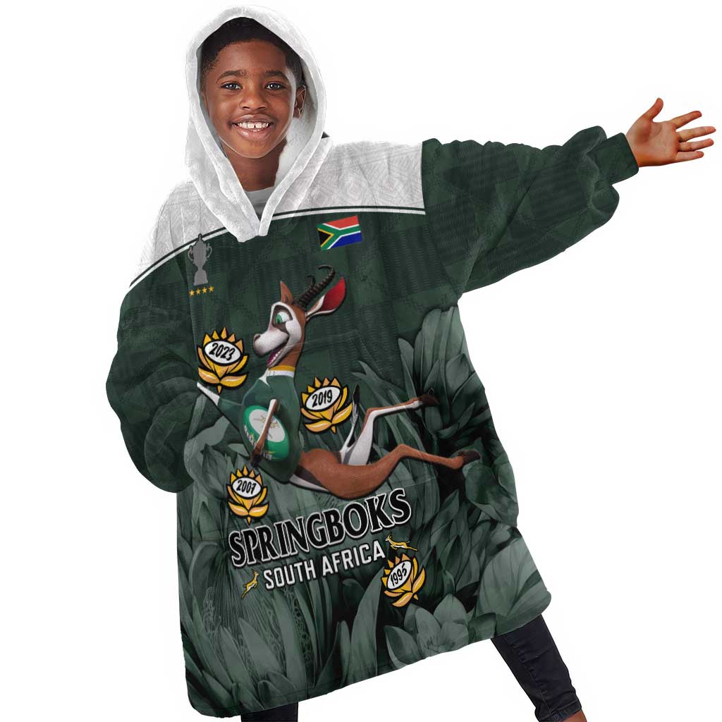 South Africa Rugby KId Wearable Blanket Hoodie Springboks 4th Champions World Cup Proud Bokke