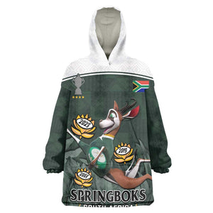 South Africa Rugby KId Wearable Blanket Hoodie Springboks 4th Champions World Cup Proud Bokke