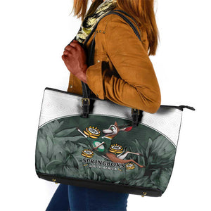 South Africa Rugby Leather Tote Bag Springboks 4th Champions World Cup Proud Bokke