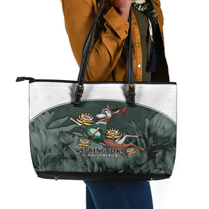 South Africa Rugby Leather Tote Bag Springboks 4th Champions World Cup Proud Bokke