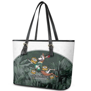 South Africa Rugby Leather Tote Bag Springboks 4th Champions World Cup Proud Bokke