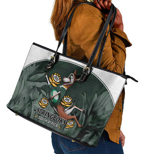 South Africa Rugby Leather Tote Bag Springboks 4th Champions World Cup Proud Bokke