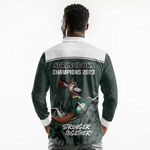 South Africa Rugby Long Sleeve Polo Shirt Springboks 4th Champions World Cup Proud Bokke