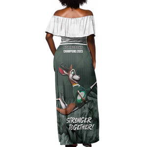 South Africa Rugby Off Shoulder Maxi Dress Springboks 4th Champions World Cup Proud Bokke