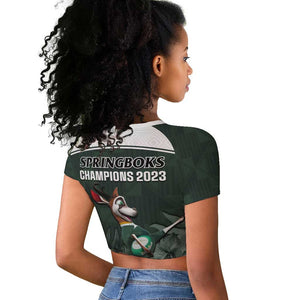 South Africa Rugby Raglan Cropped T shirt Springboks 4th Champions World Cup Proud Bokke