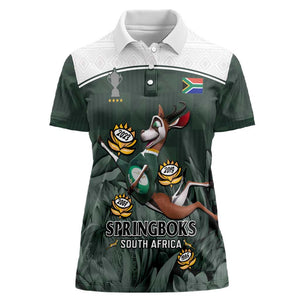 South Africa Rugby Women Polo Shirt Springboks 4th Champions World Cup Proud Bokke