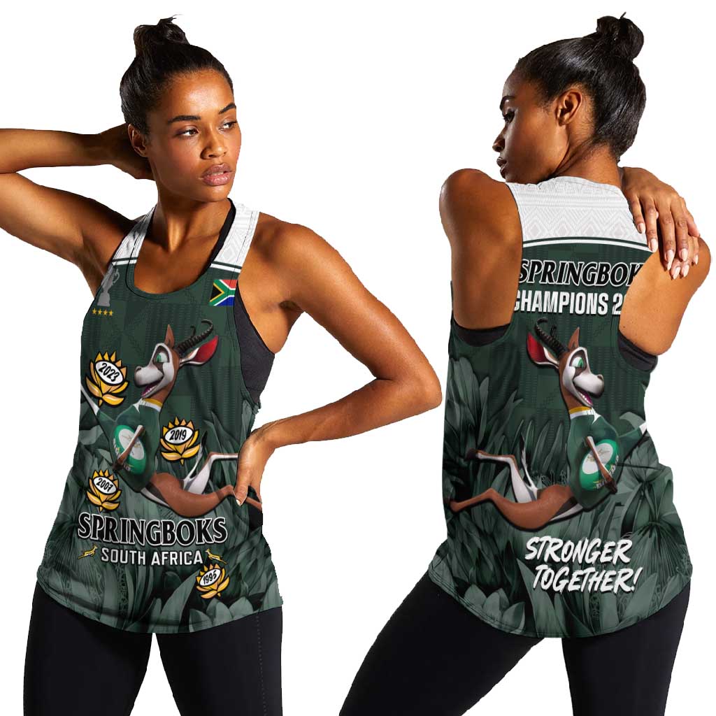 South Africa Rugby Women Racerback Tank Springboks 4th Champions World Cup Proud Bokke