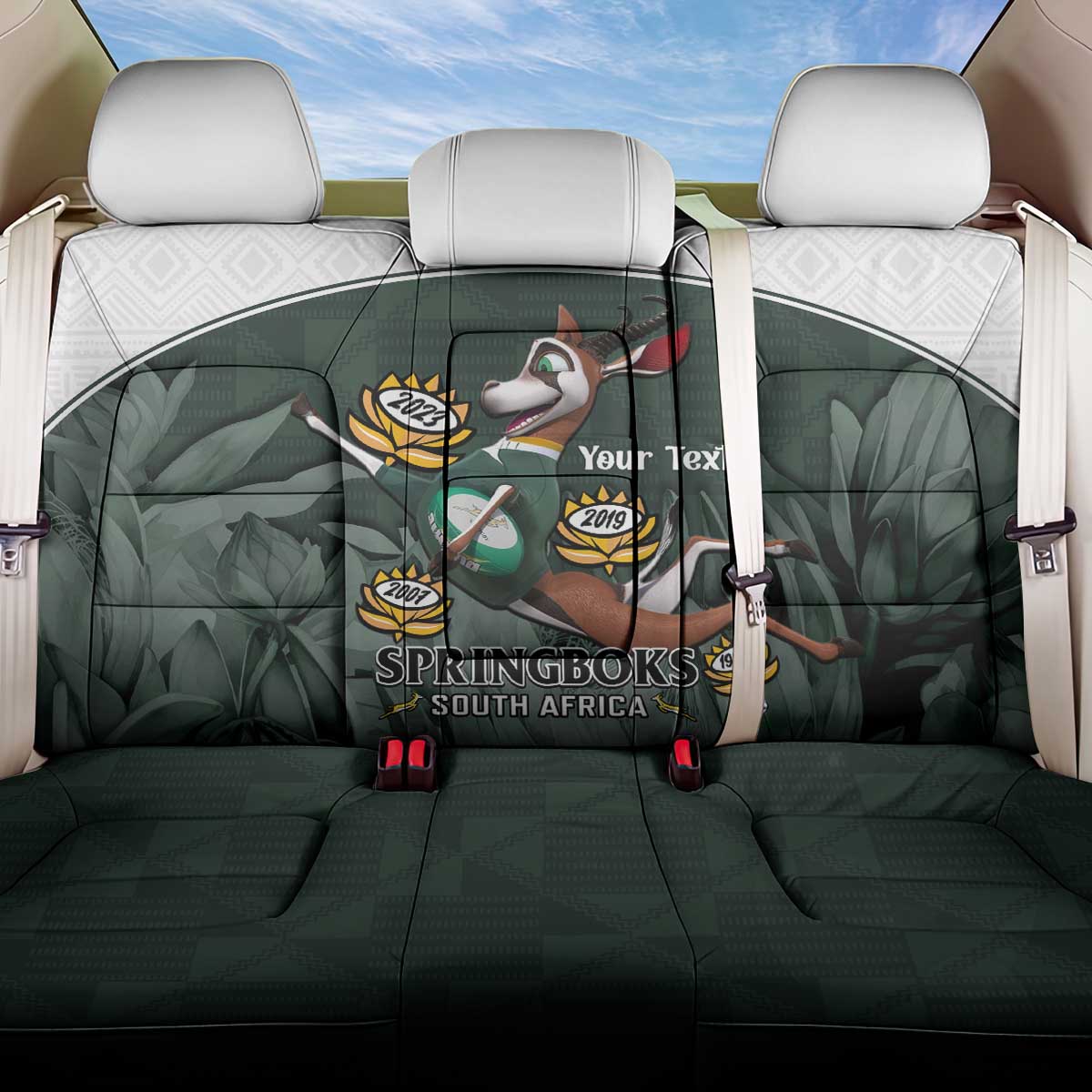 Custom South Africa Rugby Back Car Seat Cover Springboks 4th Champions World Cup Proud Bokke