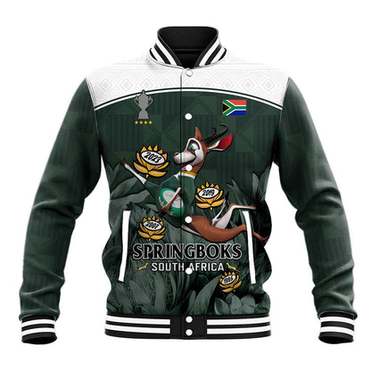 Custom South Africa Rugby Baseball Jacket Springboks 4th Champions World Cup Proud Bokke LT14