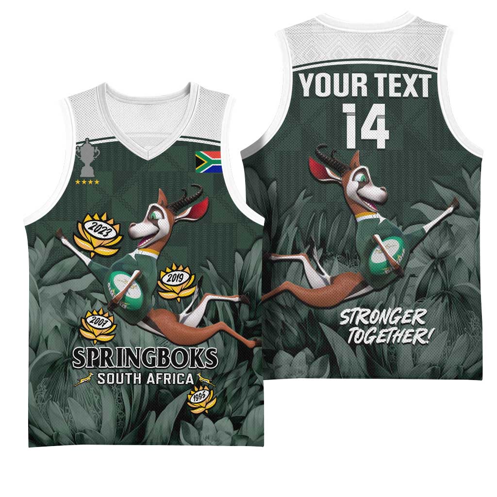 Custom South Africa Rugby Basketball Jersey Springboks 4th Champions World Cup Proud Bokke LT14