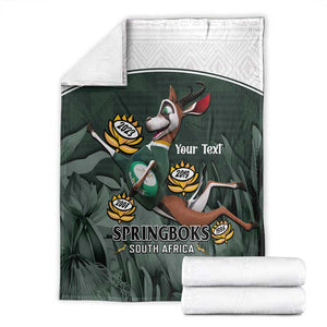 Custom South Africa Rugby Blanket Springboks 4th Champions World Cup Proud Bokke