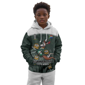 Custom South Africa Rugby Kid Hoodie Springboks 4th Champions World Cup Proud Bokke