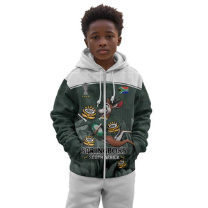 Custom South Africa Rugby Kid Hoodie Springboks 4th Champions World Cup Proud Bokke