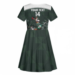 Custom South Africa Rugby Kid Short Sleeve Dress Springboks 4th Champions World Cup Proud Bokke