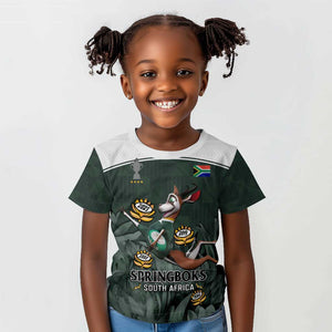 Custom South Africa Rugby Kid T shirt Springboks 4th Champions World Cup Proud Bokke