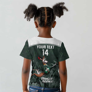Custom South Africa Rugby Kid T shirt Springboks 4th Champions World Cup Proud Bokke