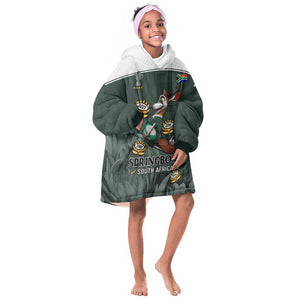 Custom South Africa Rugby KId Wearable Blanket Hoodie Springboks 4th Champions World Cup Proud Bokke