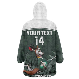 Custom South Africa Rugby KId Wearable Blanket Hoodie Springboks 4th Champions World Cup Proud Bokke