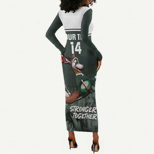 Custom South Africa Rugby Long Sleeve Bodycon Dress Springboks 4th Champions World Cup Proud Bokke