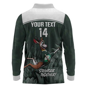 Custom South Africa Rugby Long Sleeve Polo Shirt Springboks 4th Champions World Cup Proud Bokke