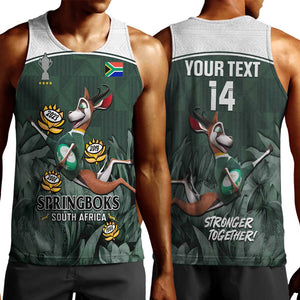 Custom South Africa Rugby Men Tank Top Springboks 4th Champions World Cup Proud Bokke