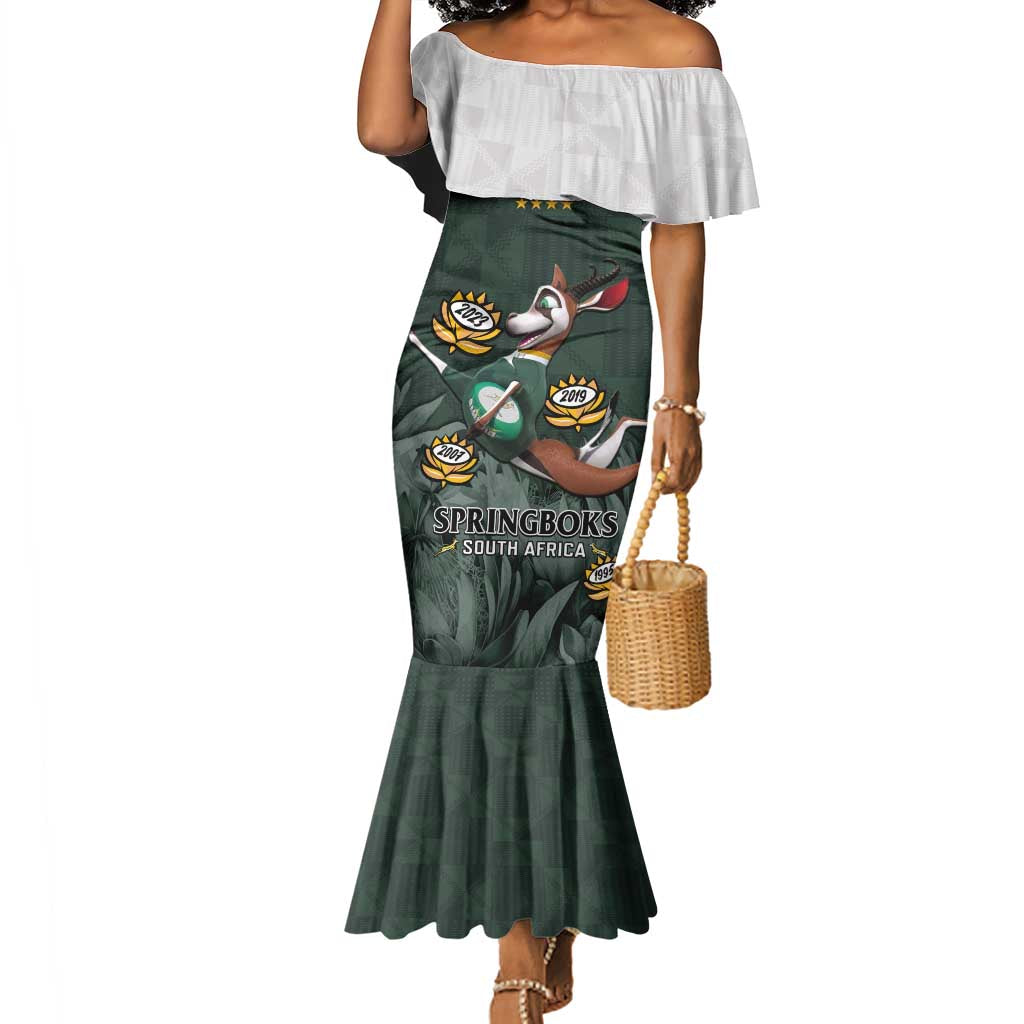 Custom South Africa Rugby Mermaid Dress Springboks 4th Champions World Cup Proud Bokke