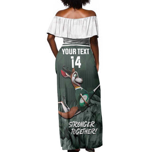 Custom South Africa Rugby Off Shoulder Maxi Dress Springboks 4th Champions World Cup Proud Bokke