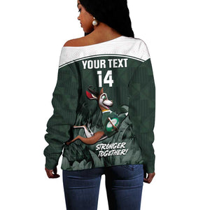 Custom South Africa Rugby Off Shoulder Sweater Springboks 4th Champions World Cup Proud Bokke