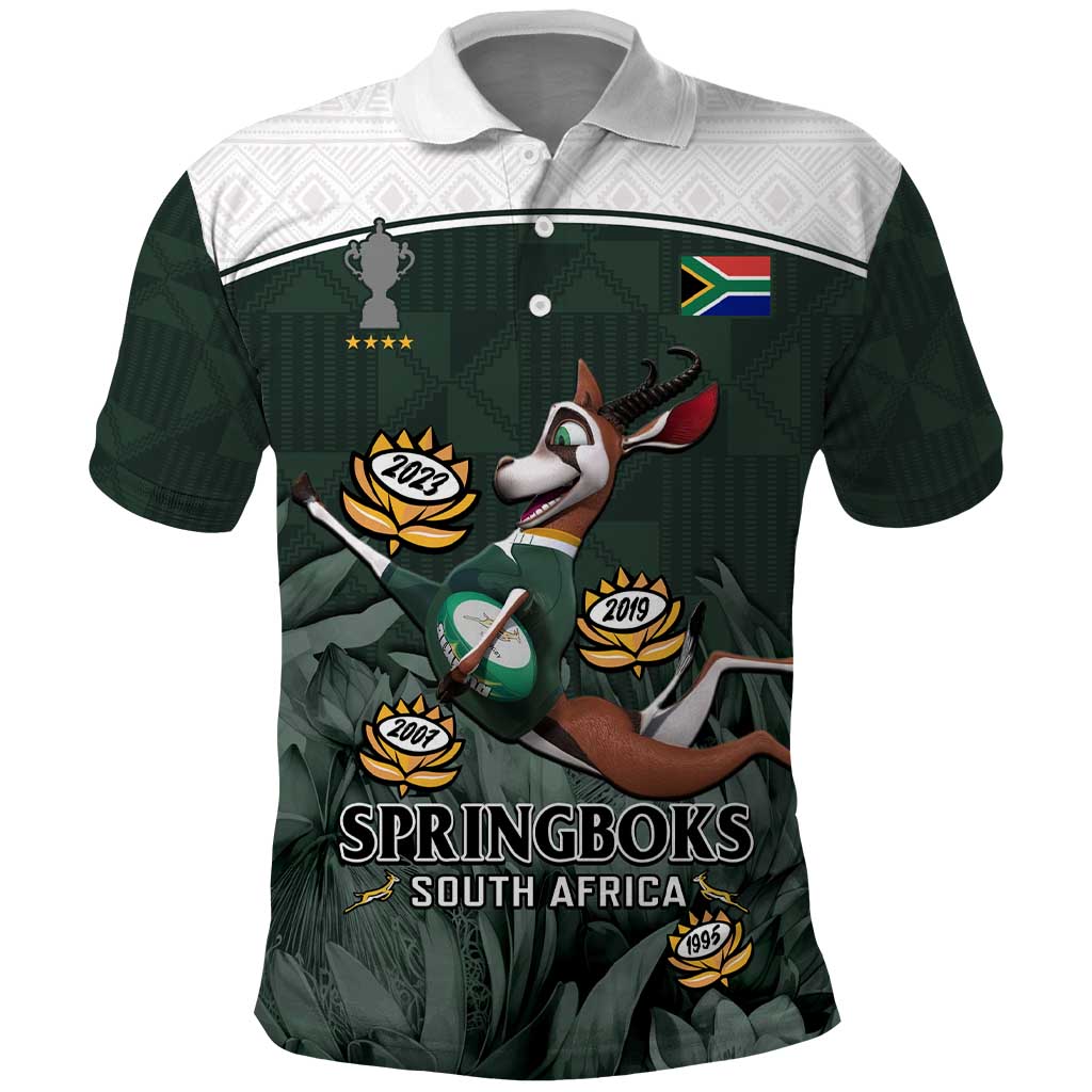 Custom South Africa Rugby Polo Shirt Springboks 4th Champions World Cup Proud Bokke