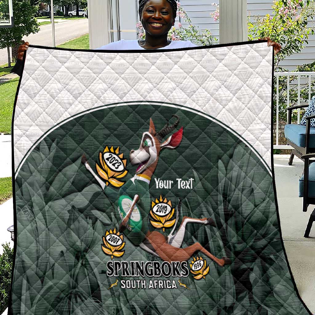 Custom South Africa Rugby Quilt Springboks 4th Champions World Cup Proud Bokke