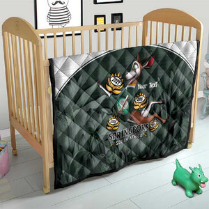 Custom South Africa Rugby Quilt Springboks 4th Champions World Cup Proud Bokke