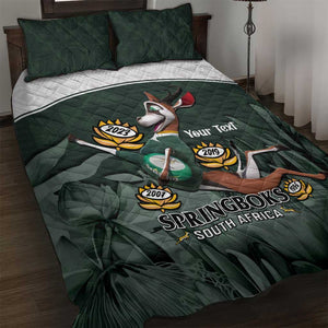 Custom South Africa Rugby Quilt Bed Set Springboks 4th Champions World Cup Proud Bokke