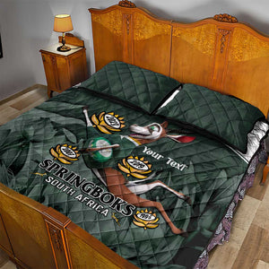 Custom South Africa Rugby Quilt Bed Set Springboks 4th Champions World Cup Proud Bokke