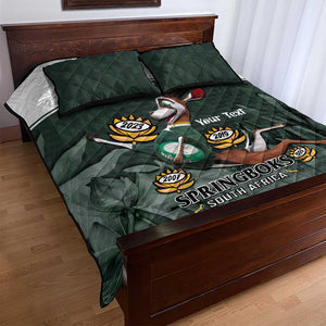 Custom South Africa Rugby Quilt Bed Set Springboks 4th Champions World Cup Proud Bokke