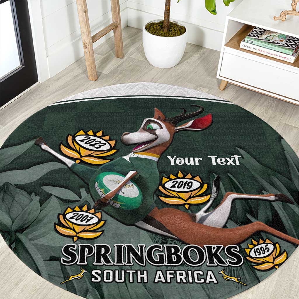 Custom South Africa Rugby Round Carpet Springboks 4th Champions World Cup Proud Bokke