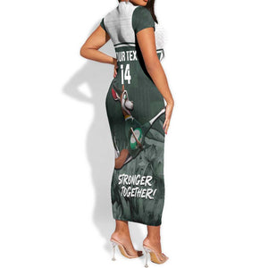 Custom South Africa Rugby Short Sleeve Bodycon Dress Springboks 4th Champions World Cup Proud Bokke